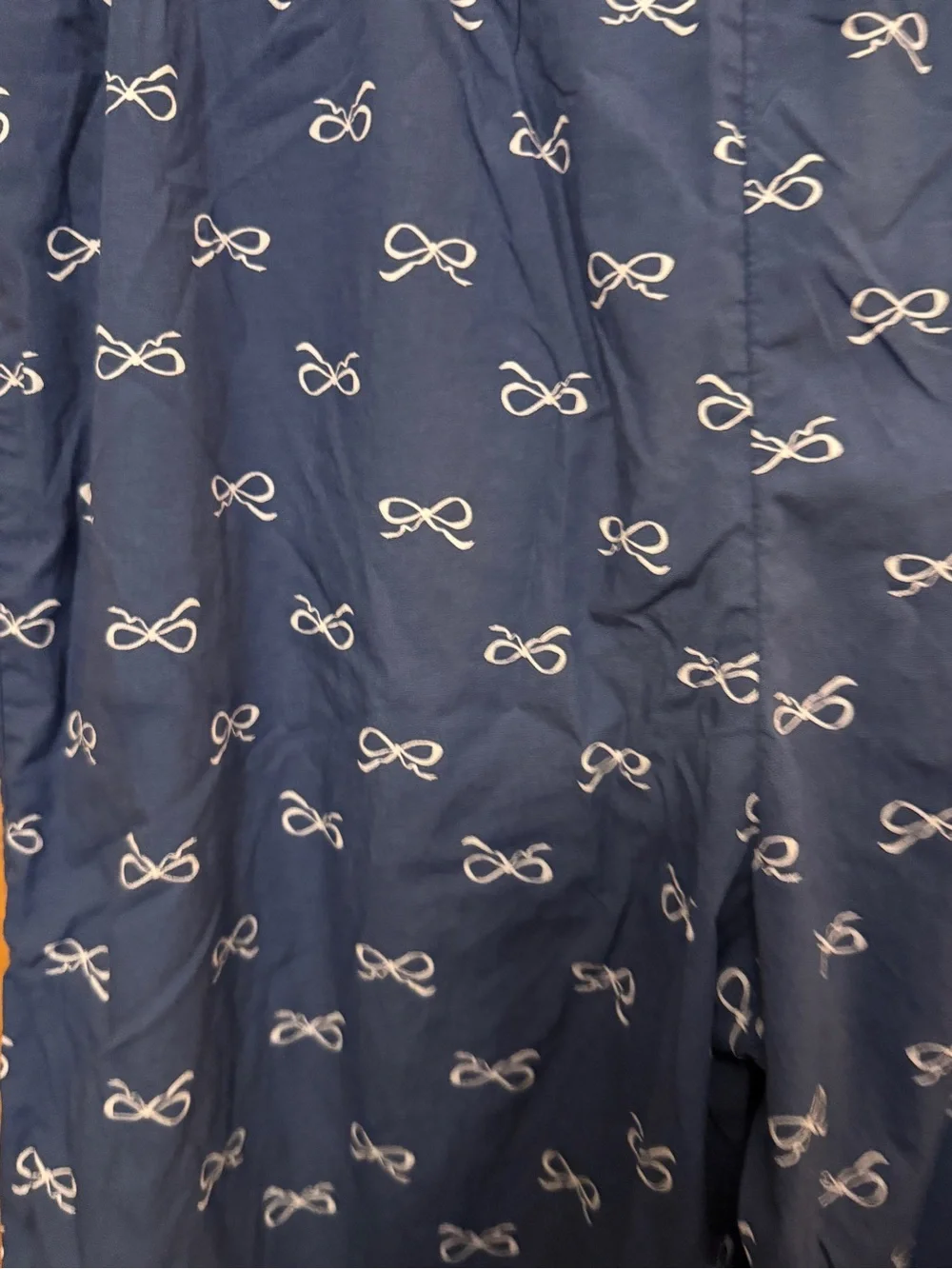 100% Cotton Navy Pajama Bottoms with White Bows Size L
